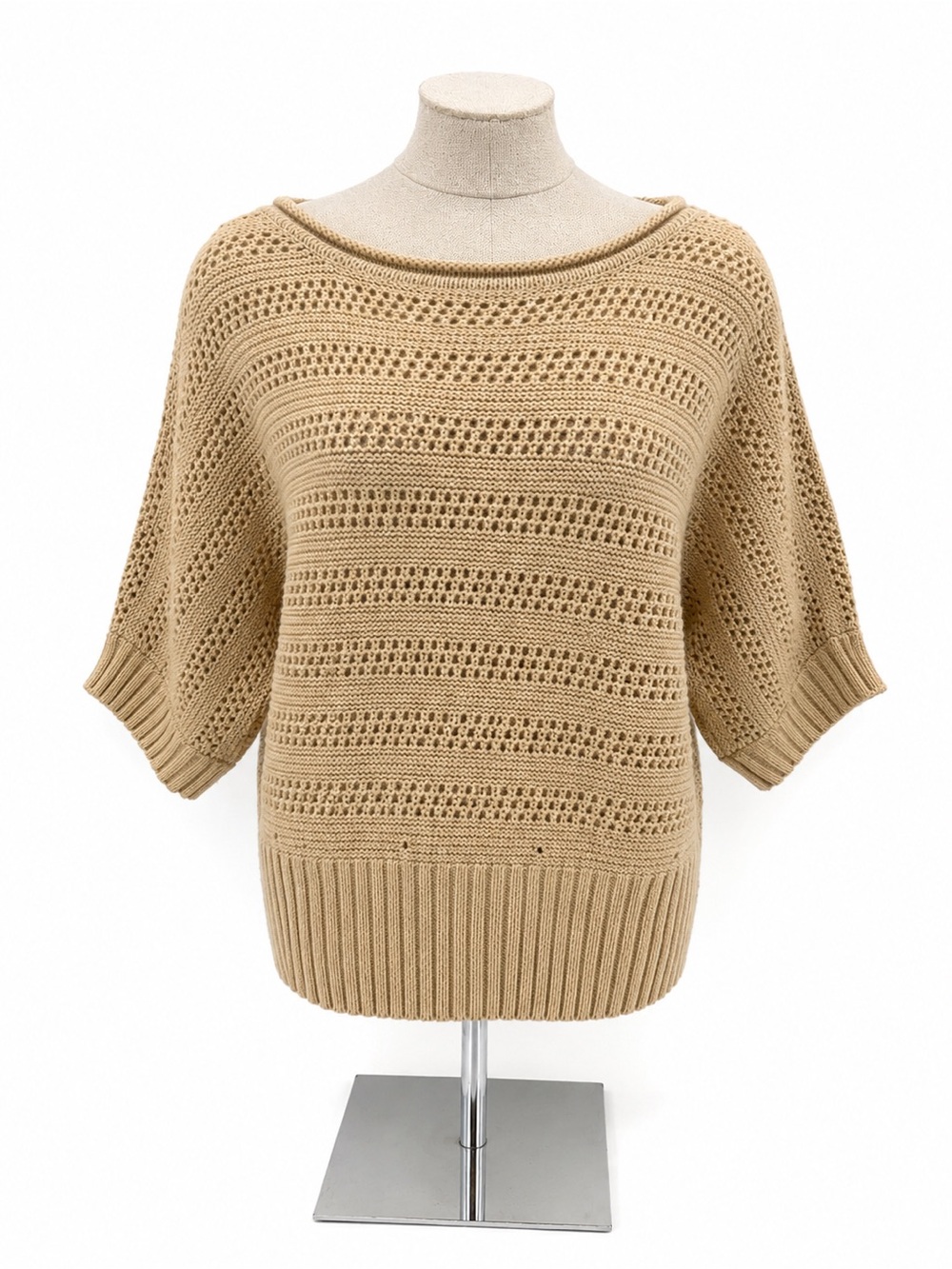 United States Sweaters Beige Open Knit Wide Sleeve Sweater Size Petite Small